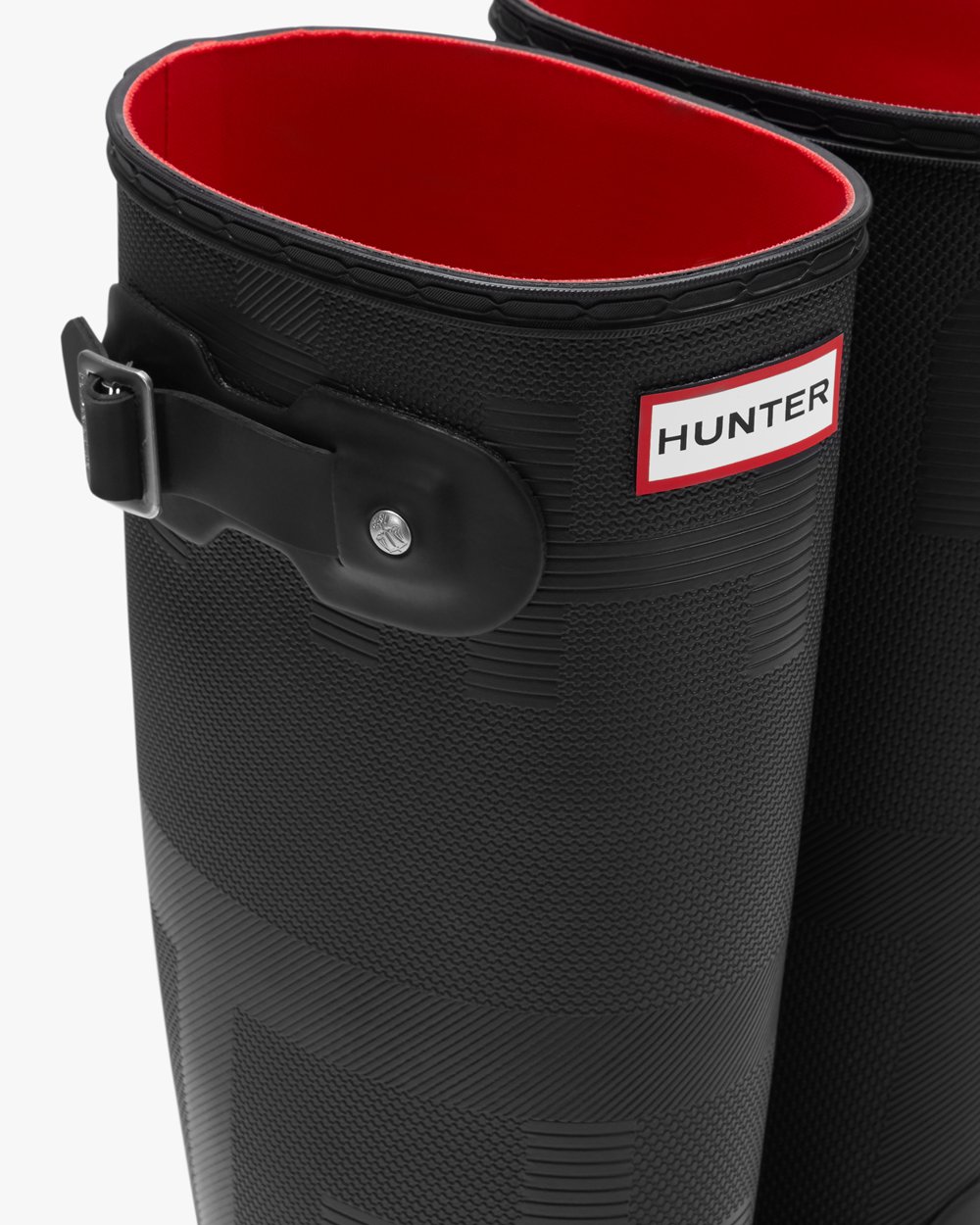 Women Hunter Original Exploded Logo Texture | Tall Rain Boots Black | NZ-95012-XIDB